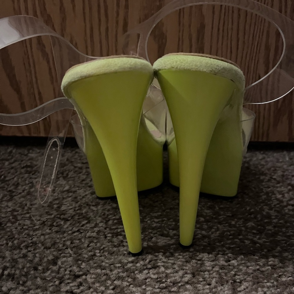 Hella Heels 6in Stiletto Rhylie Electric Highlighter Neon Yellow Green Pole Club - Picture 7 of 8